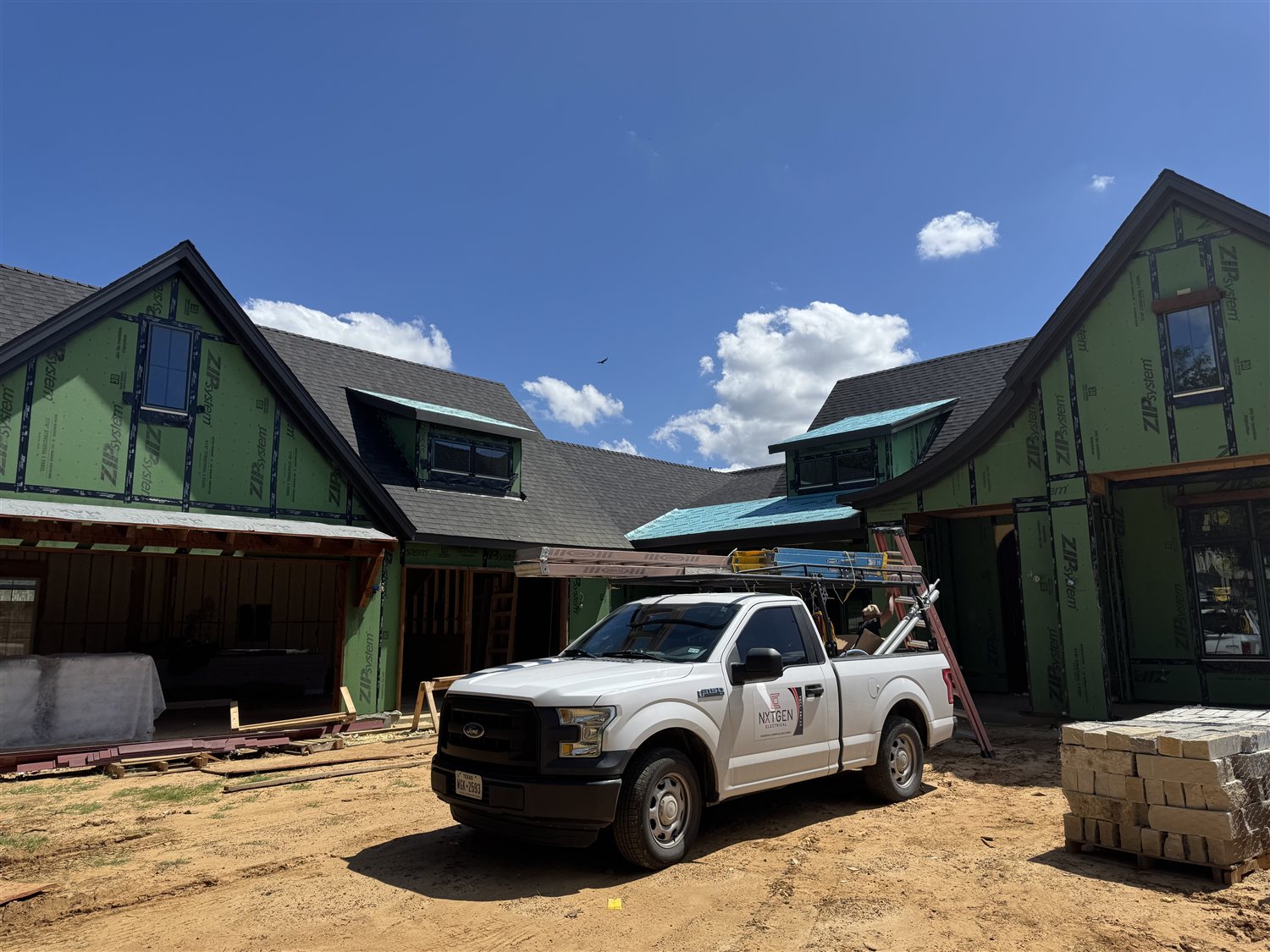 Custom home wiring in progress
